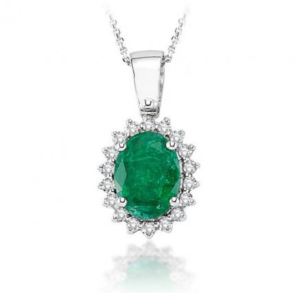 0.80 ct. Pırlanta Zümrüt Kolye